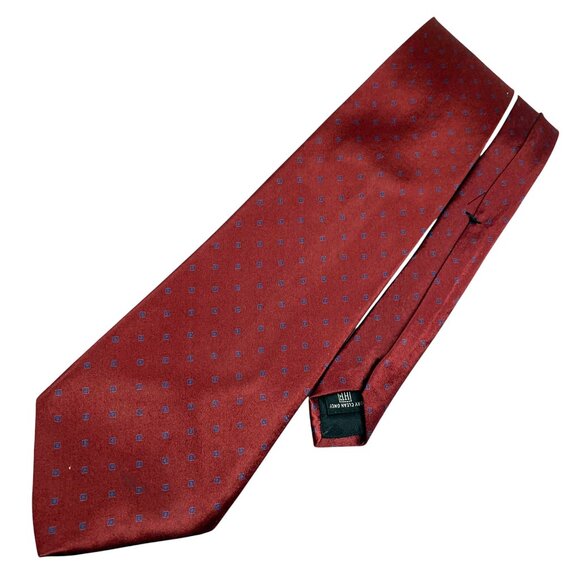 Hickey Freeman Collection Merlot Silk Geometric Necktie Made in Italy 58" x 4" - Picture 8 of 9